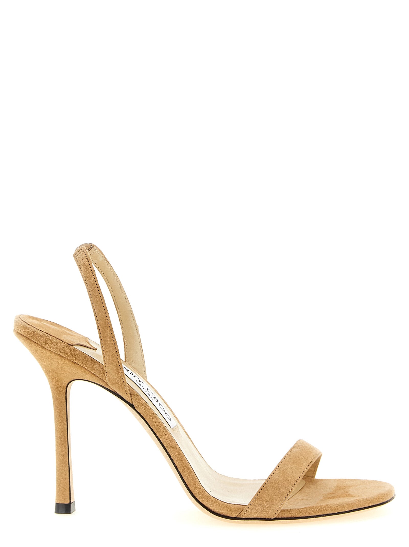 Beige Leather Stiletto Heel Sandals