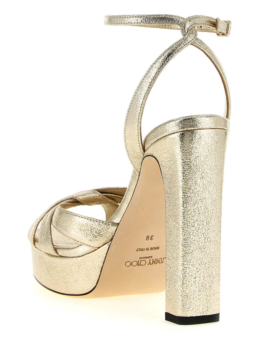 Stiletto-Sandalen aus goldenem Tencel