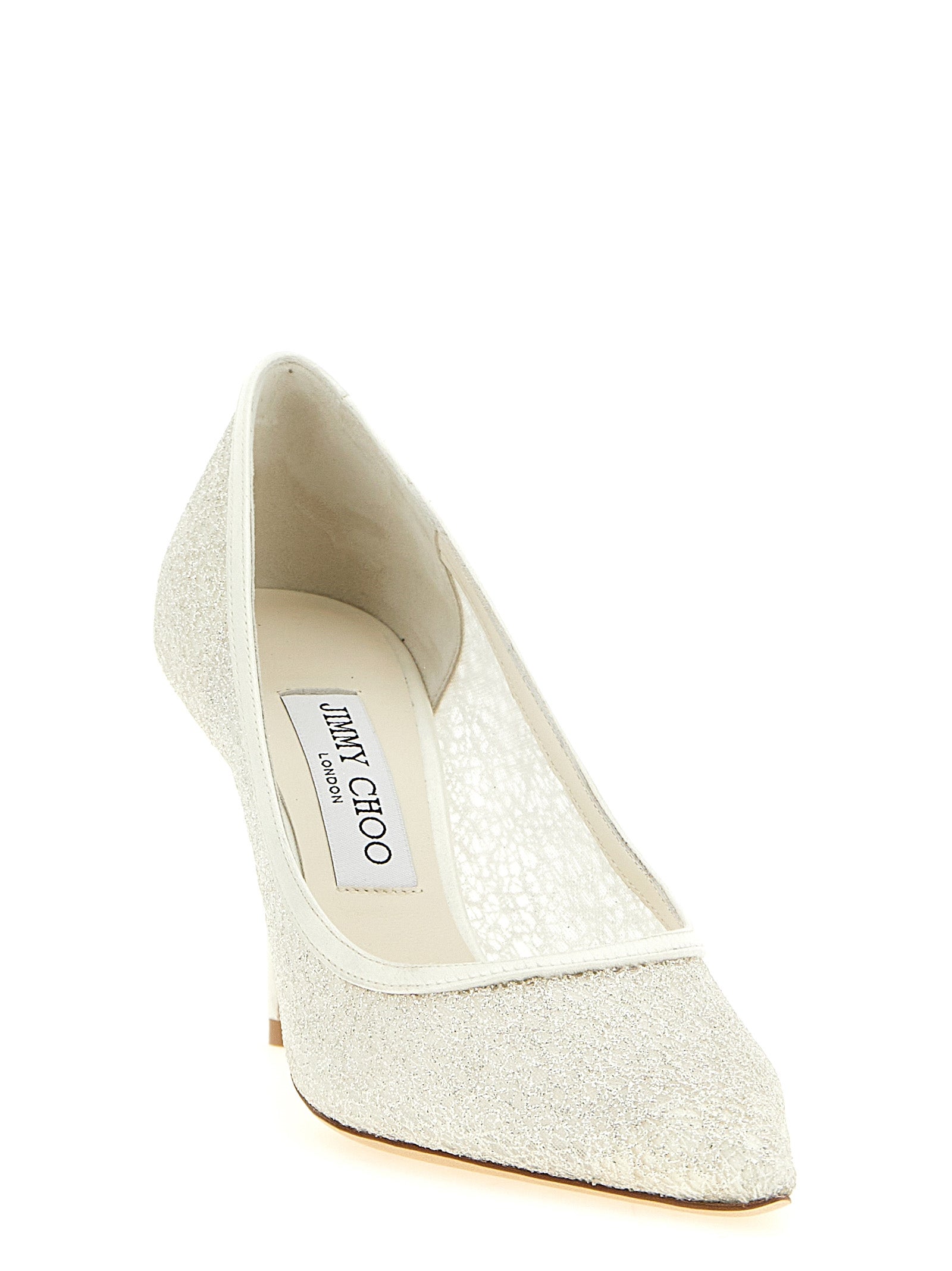 Weiße Tencel-Pumps mit hohem Absatz