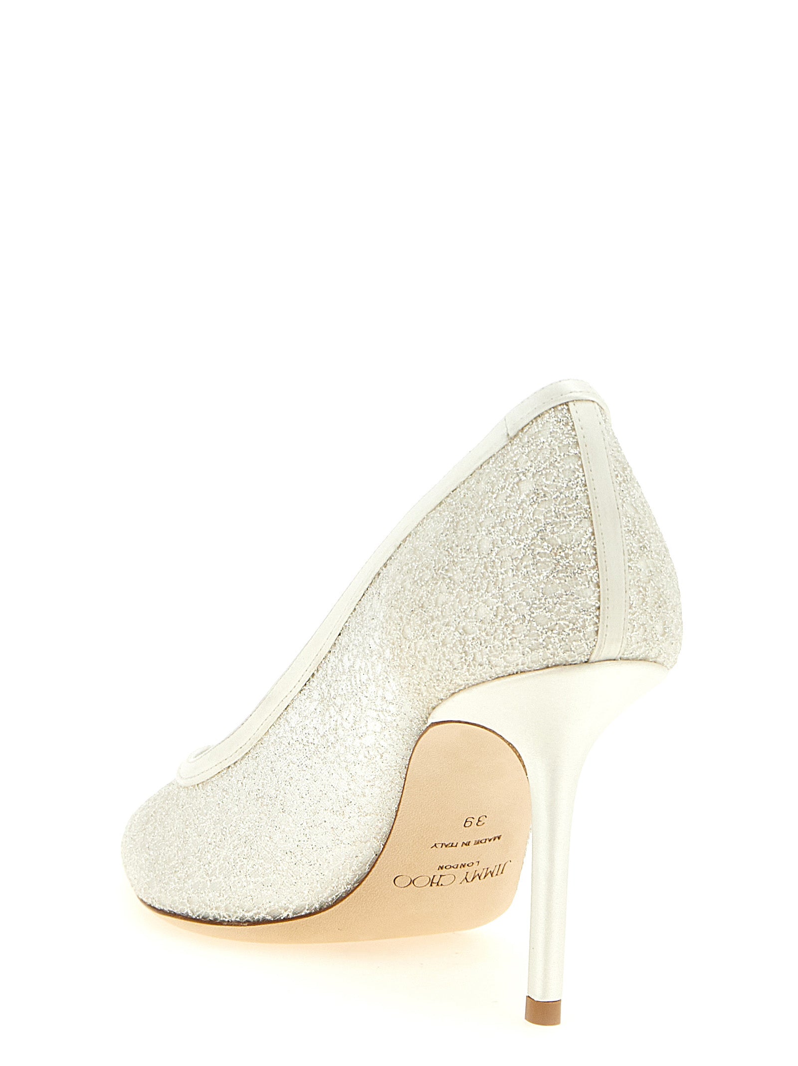 Weiße Tencel-Pumps mit hohem Absatz
