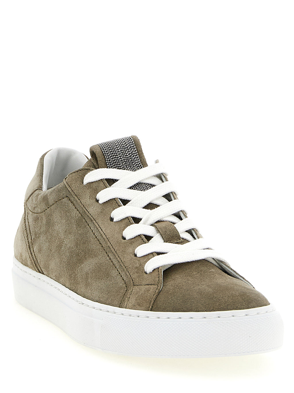 Graue Kalbsleder Low-Top-Sneaker