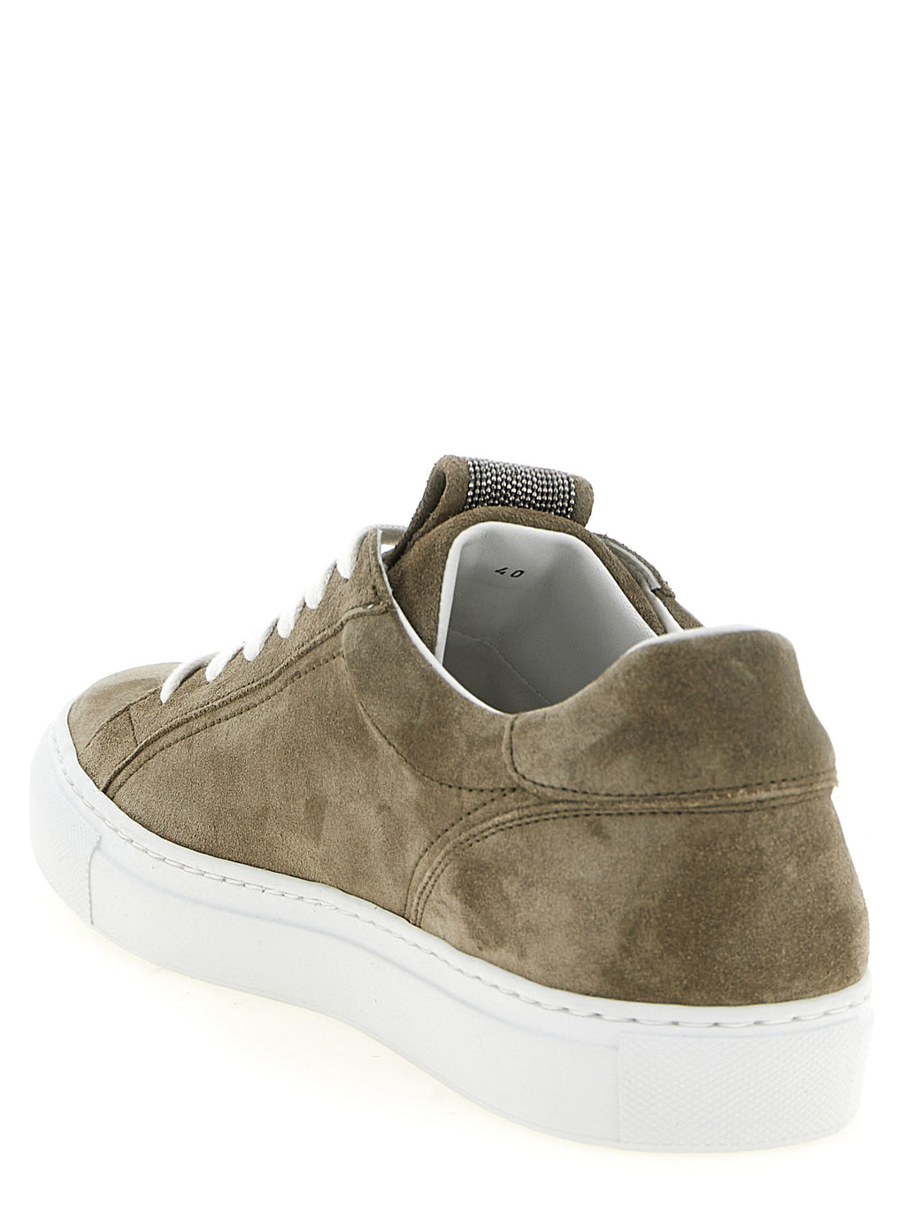 Graue Kalbsleder Low-Top-Sneaker
