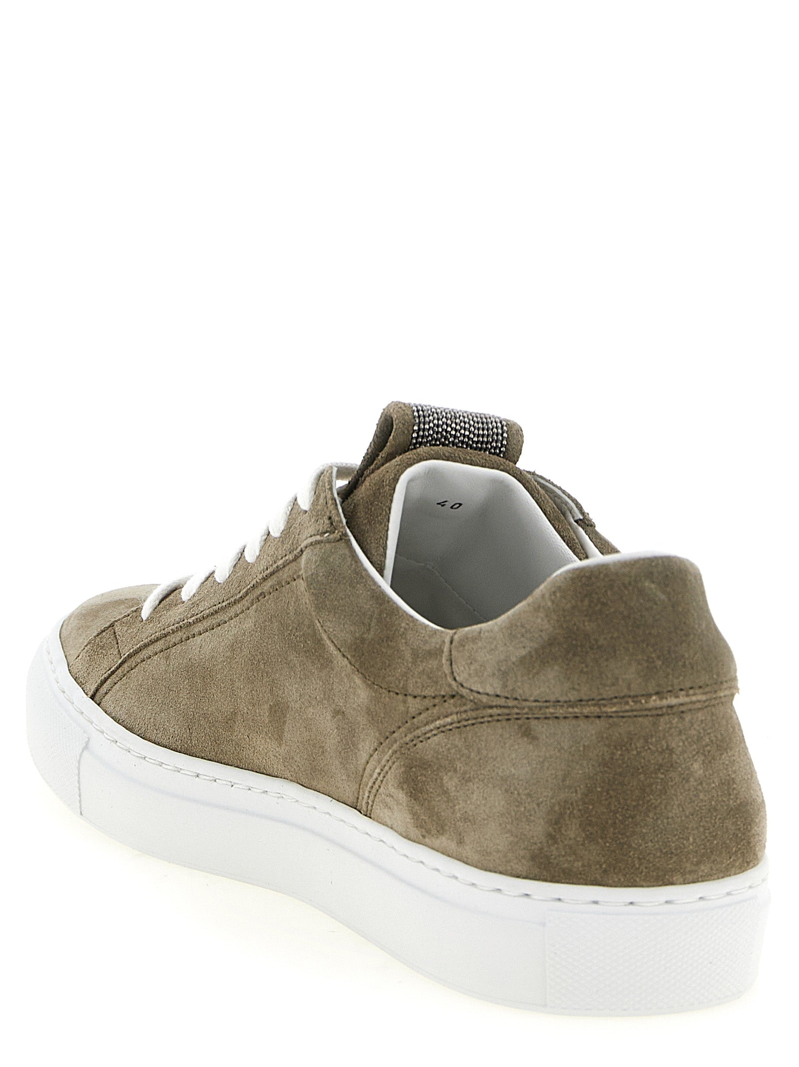 Graue Kalbsleder Low-Top-Sneaker