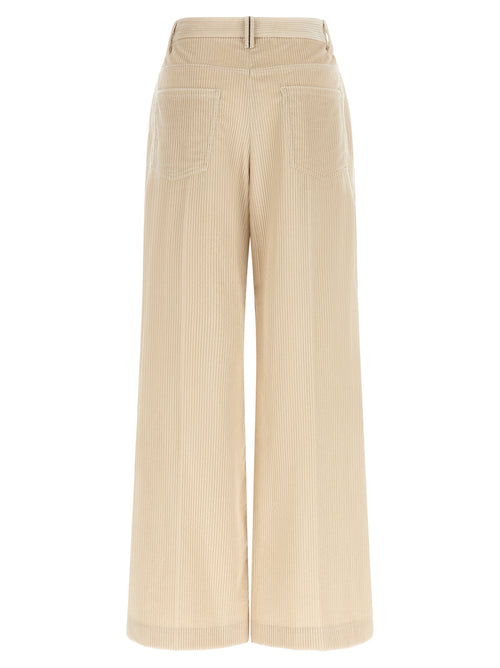 Beige Cotton Casual Pants