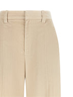Beige Cotton Casual Pants