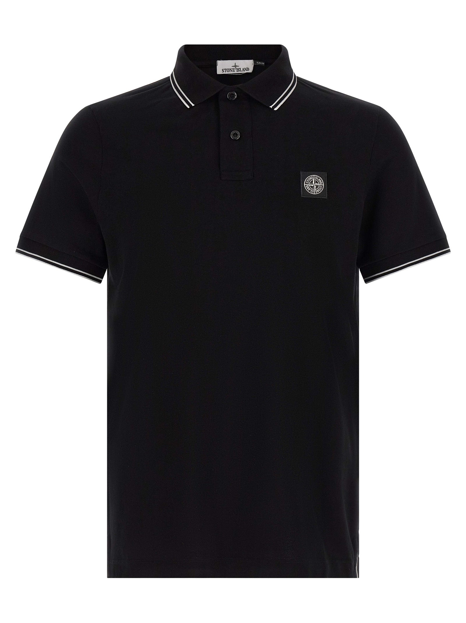 Schwarzes Baumwoll-Poloshirt