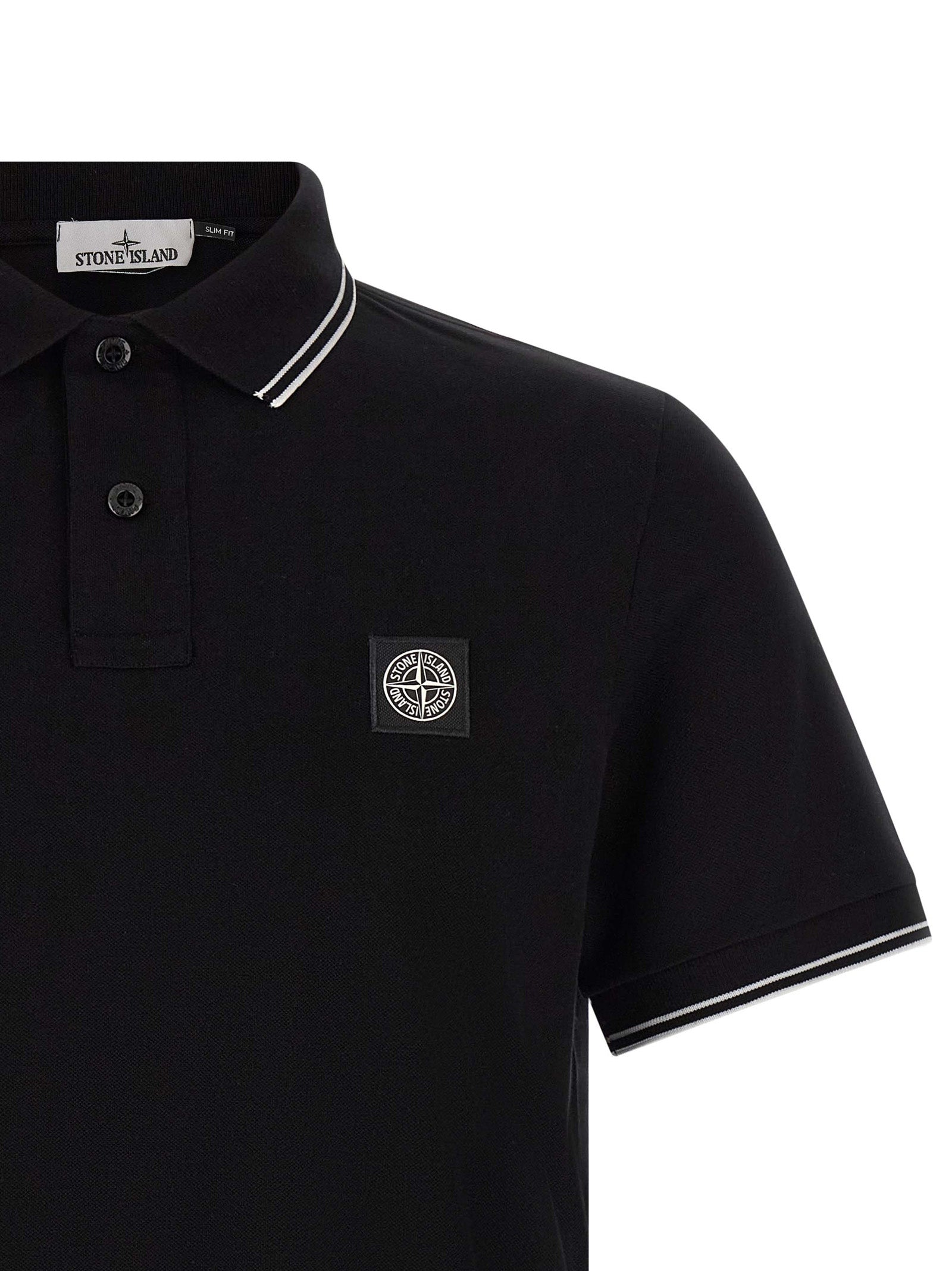 Schwarzes Baumwoll-Poloshirt