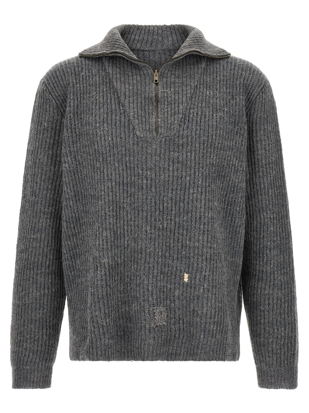 Grauer Leinen-Cardigan
