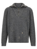 Grauer Leinen-Cardigan