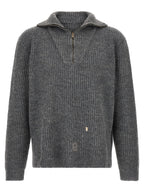 Grauer Leinen-Cardigan