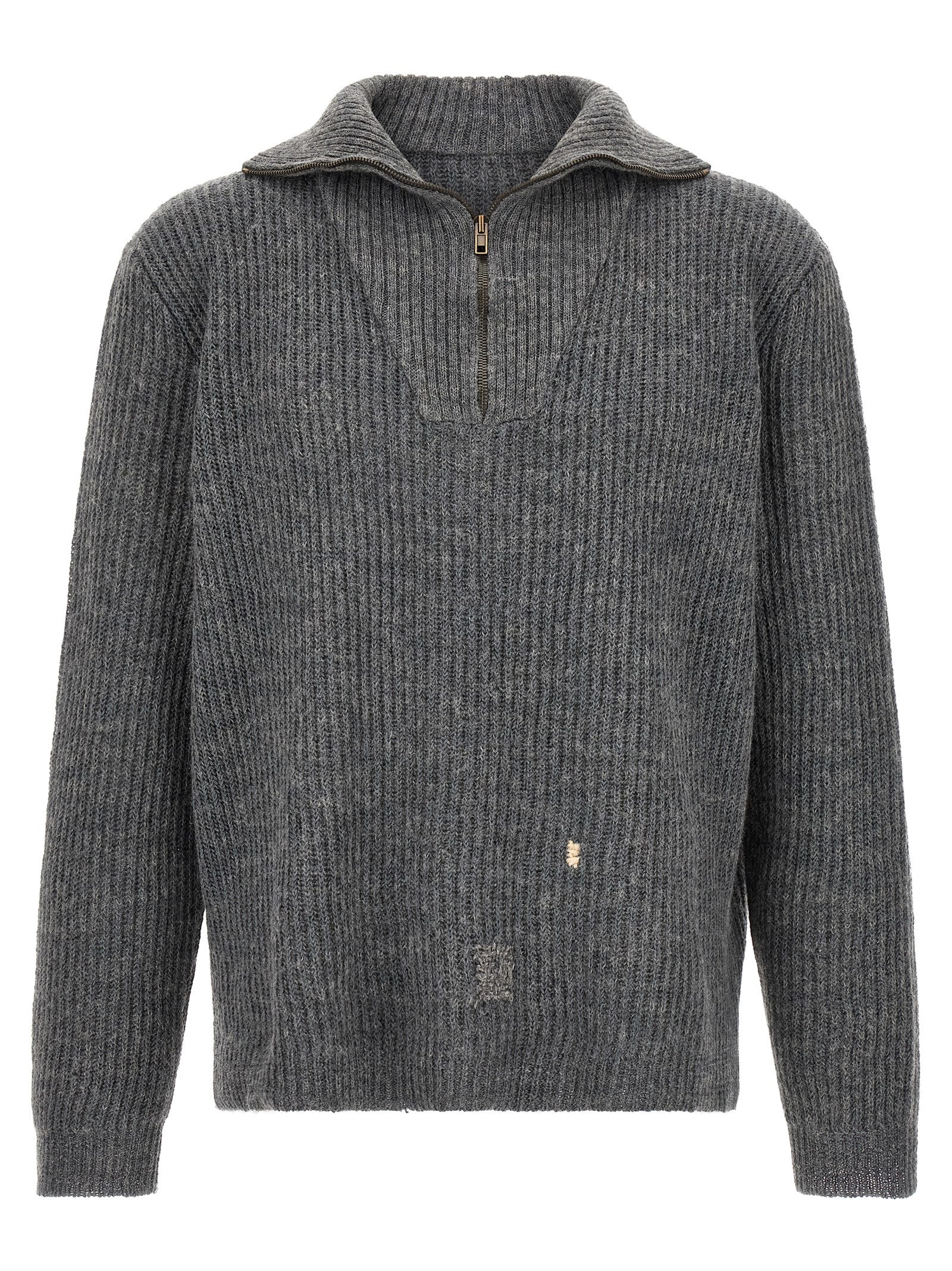 Grauer Leinen-Cardigan