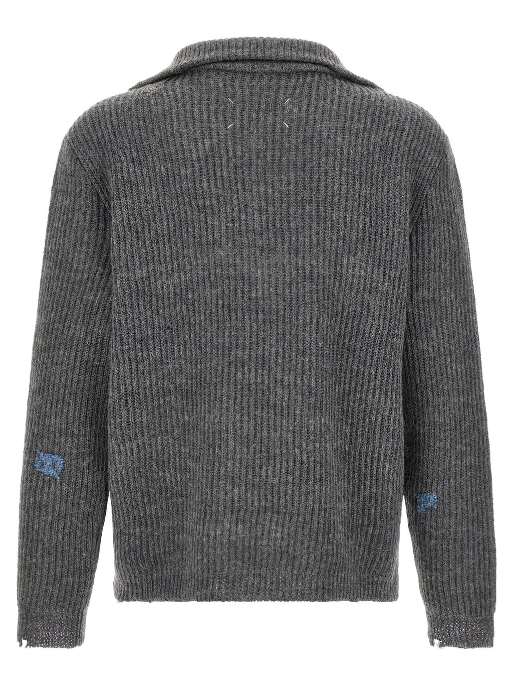 Grauer Leinen-Cardigan