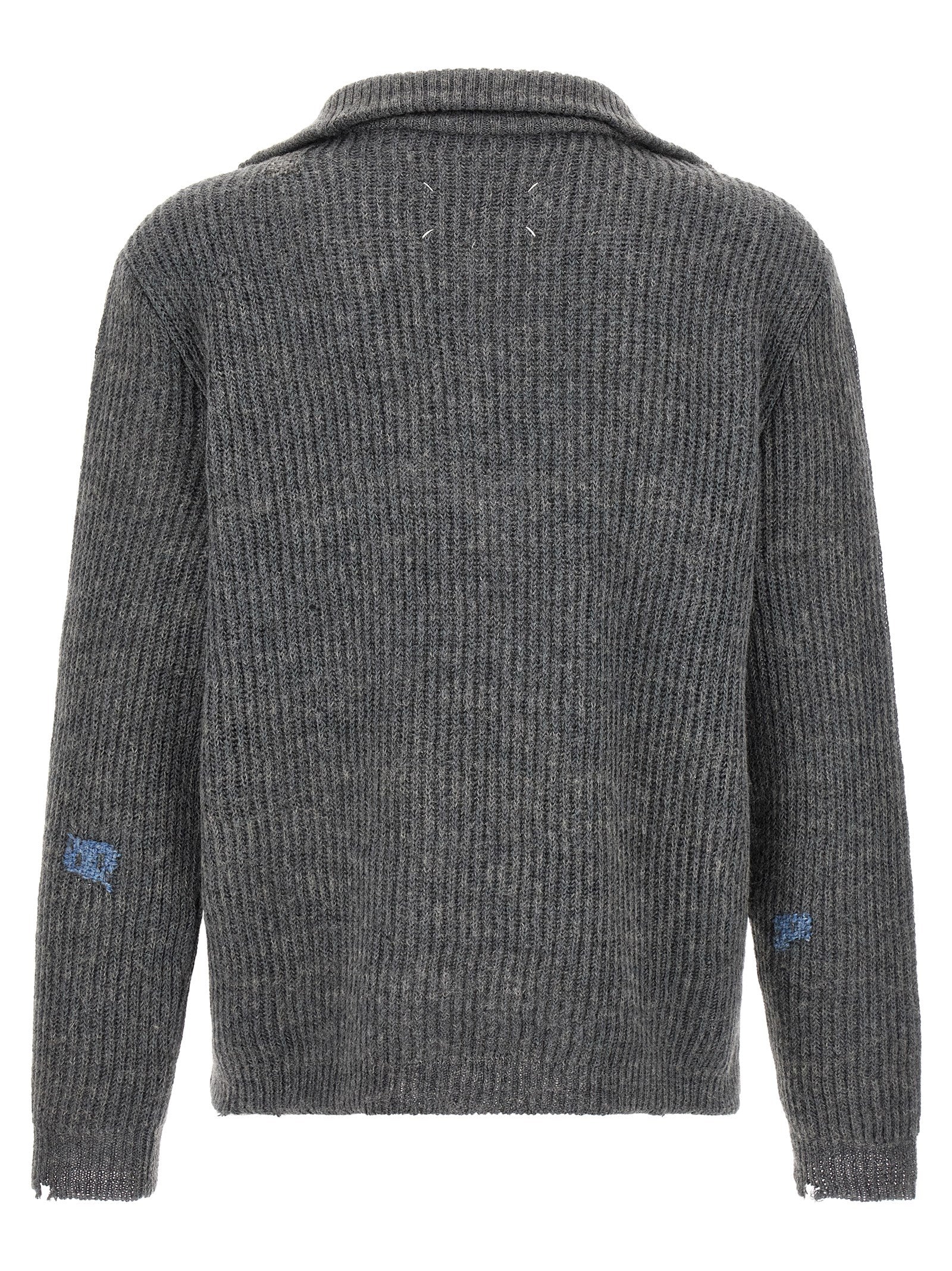 Grauer Leinen-Cardigan