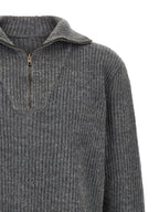 Grauer Leinen-Cardigan