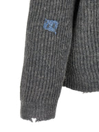 Grauer Leinen-Cardigan