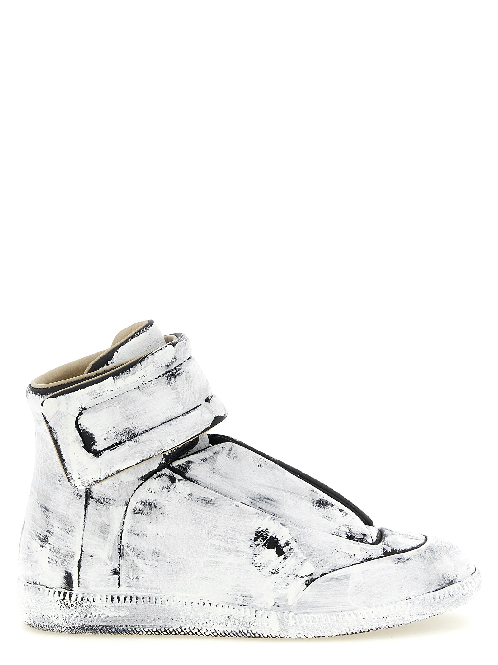 Zweifarbige Kalbsleder-Sneaker im Athletic-Stil