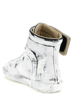 Zweifarbige Kalbsleder-Sneaker im Athletic-Stil
