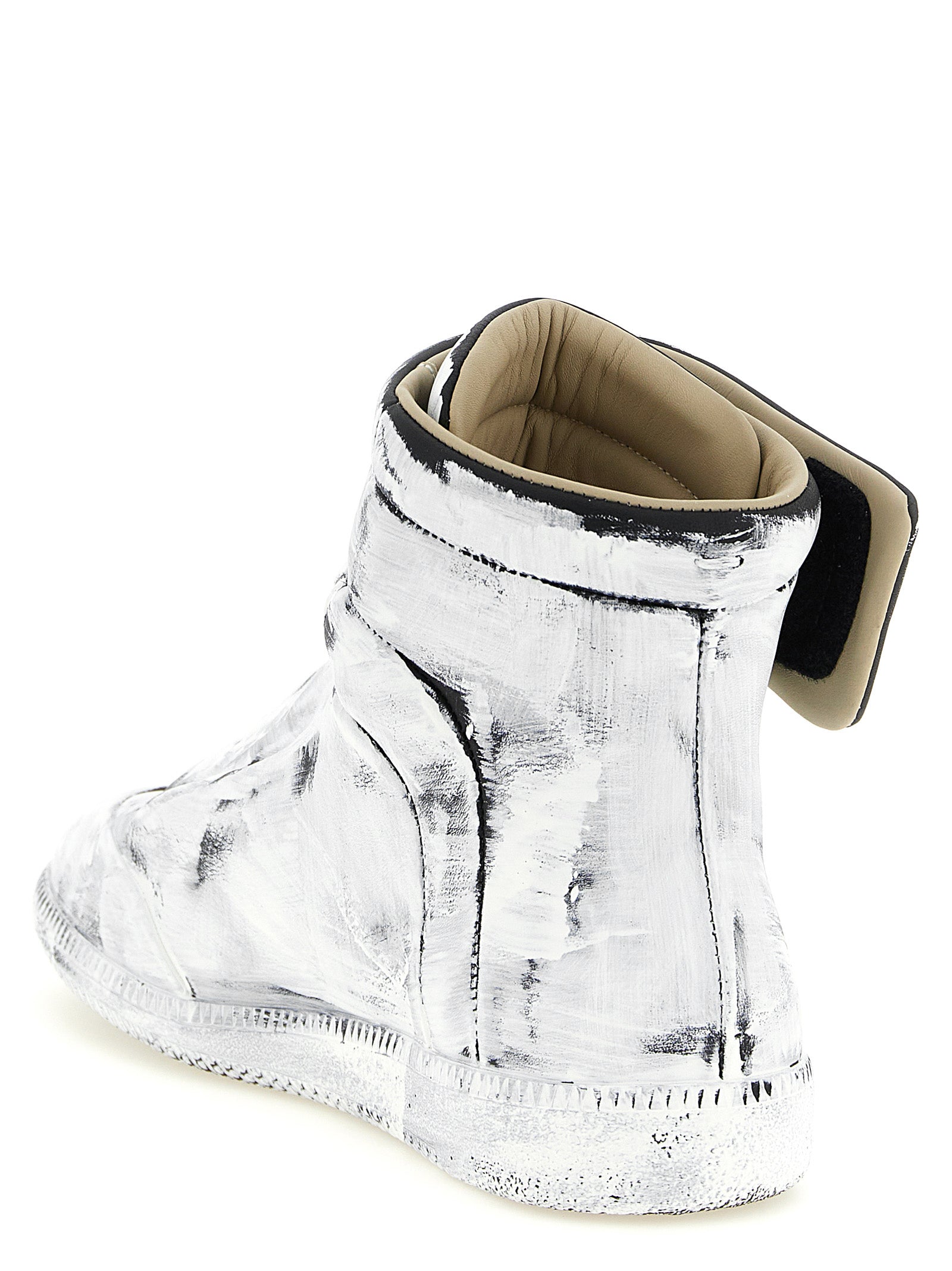 Zweifarbige Kalbsleder-Sneaker im Athletic-Stil