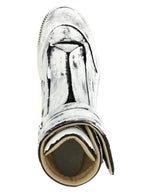 Zweifarbige Kalbsleder-Sneaker im Athletic-Stil