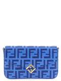 Kartenetui aus blauem Kalbsleder Fendi