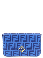 Kartenetui aus blauem Kalbsleder Fendi