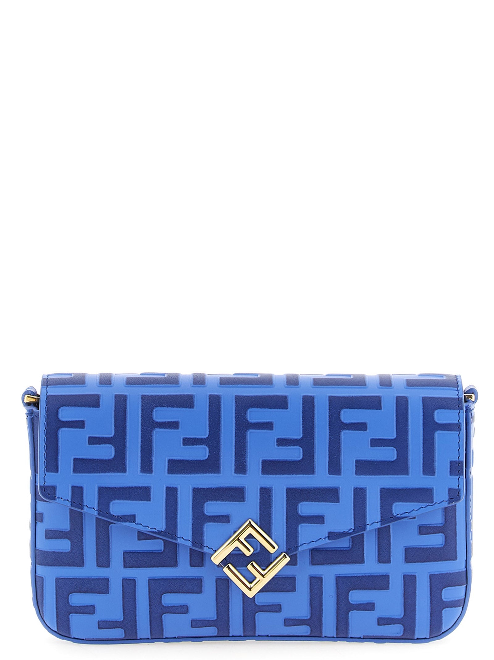 Kartenetui aus blauem Kalbsleder Fendi