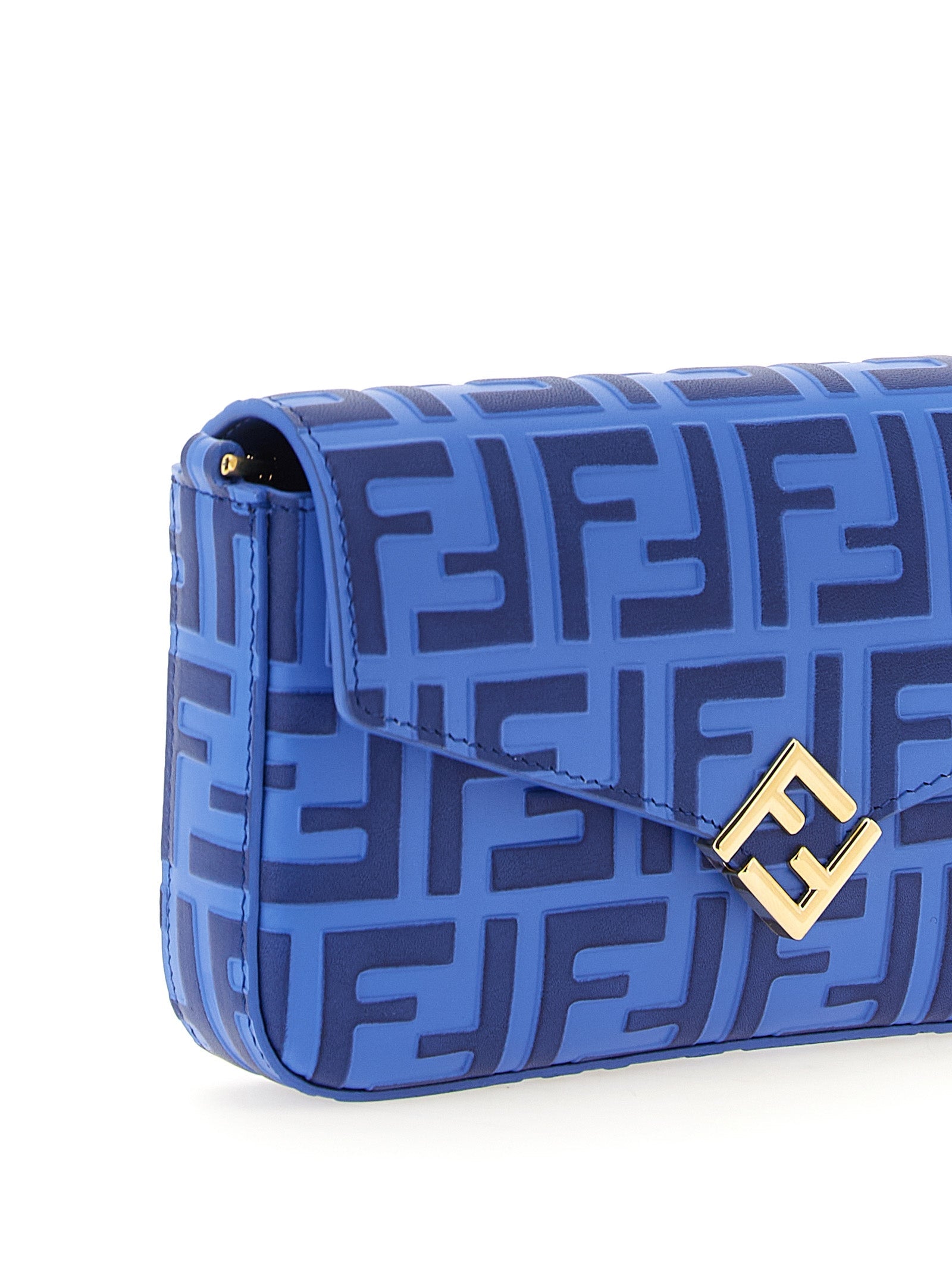 Kartenetui aus blauem Kalbsleder Fendi