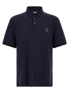 Blaues Baumwoll-Polohemd