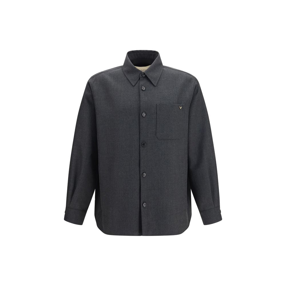 Graue Polyester-Jacke in voller Länge
