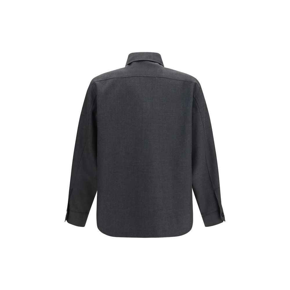 Graue Polyester-Jacke in voller Länge