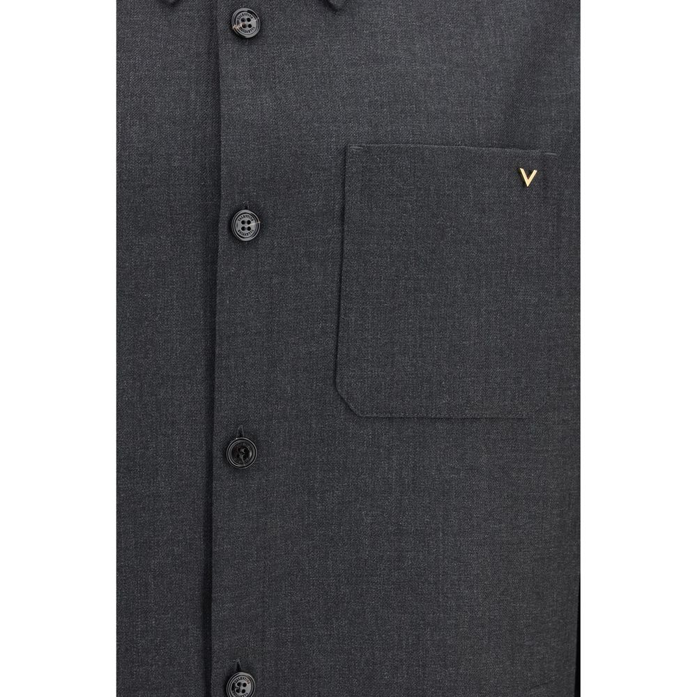 Graue Polyester-Jacke in voller Länge