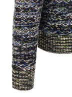 Mehrfarbige Wollstrickjacke