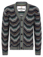 Mehrfarbige Wollstrickjacke