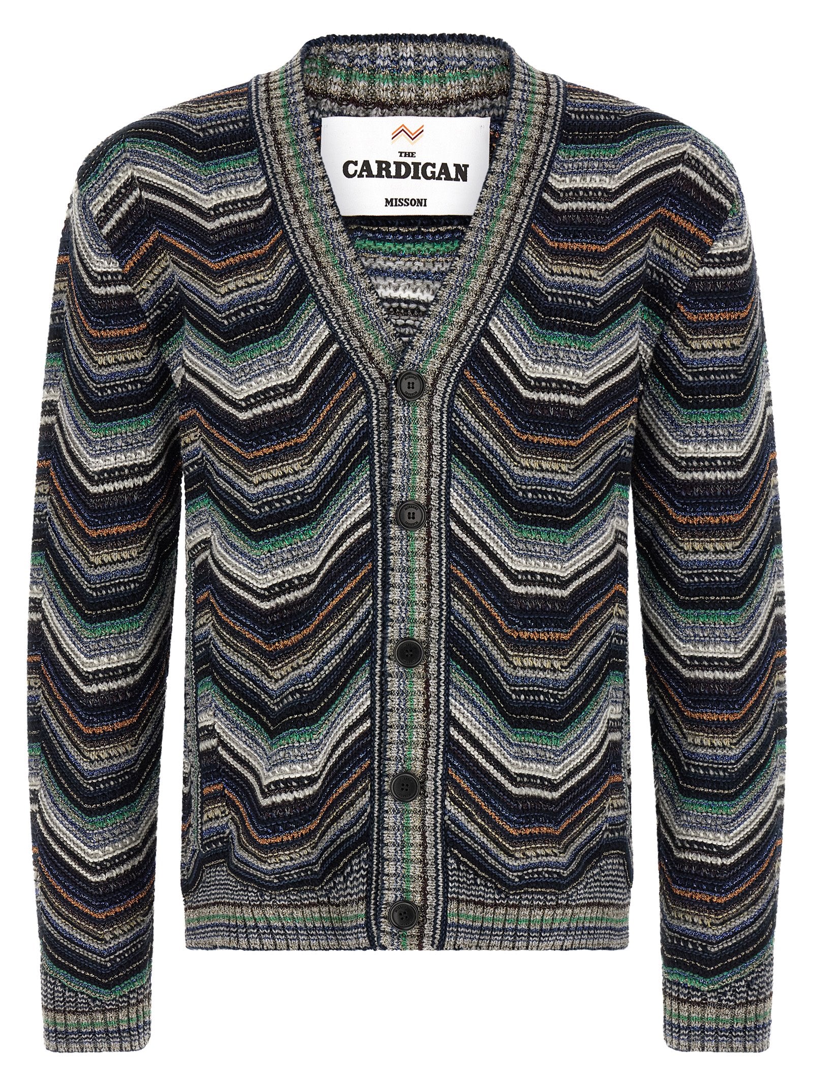 Mehrfarbige Wollstrickjacke