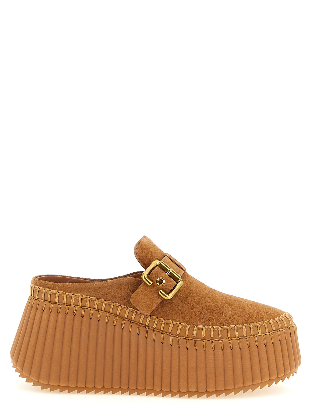 Keilabsatz-Sandalen aus beigem Kalbsleder
