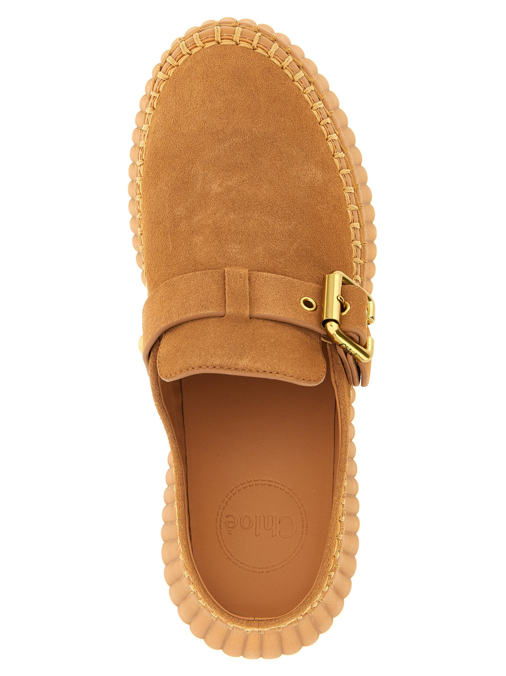 Keilabsatz-Sandalen aus beigem Kalbsleder