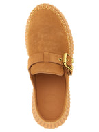Keilabsatz-Sandalen aus beigem Kalbsleder