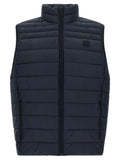 Dunkelblaue ärmellose Jacke aus recyceltem Polyamid