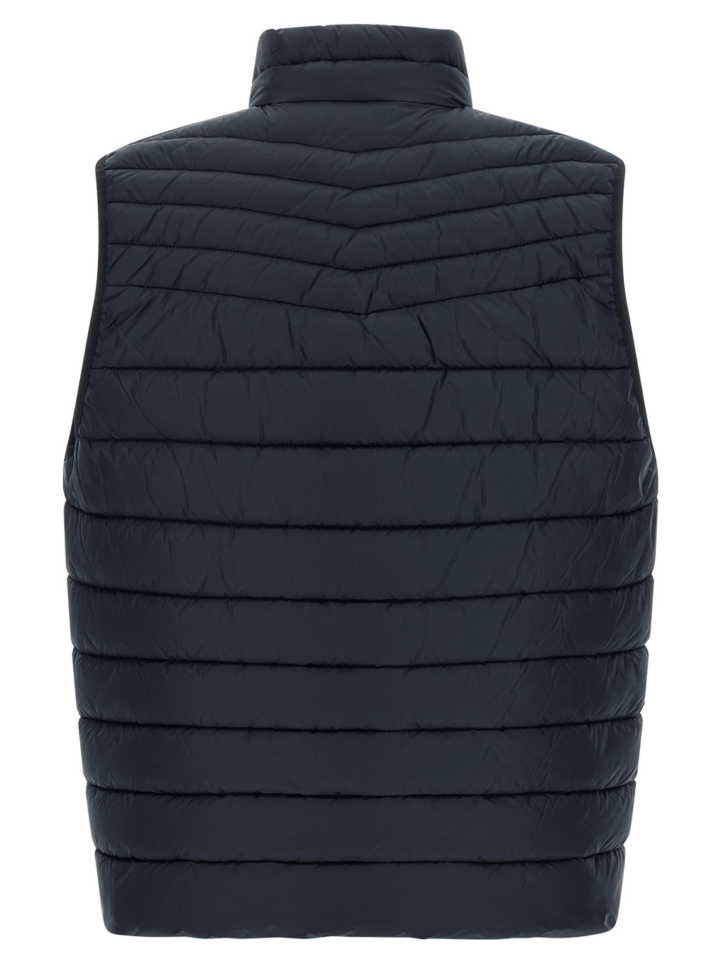 Dunkelblaue ärmellose Jacke aus recyceltem Polyamid