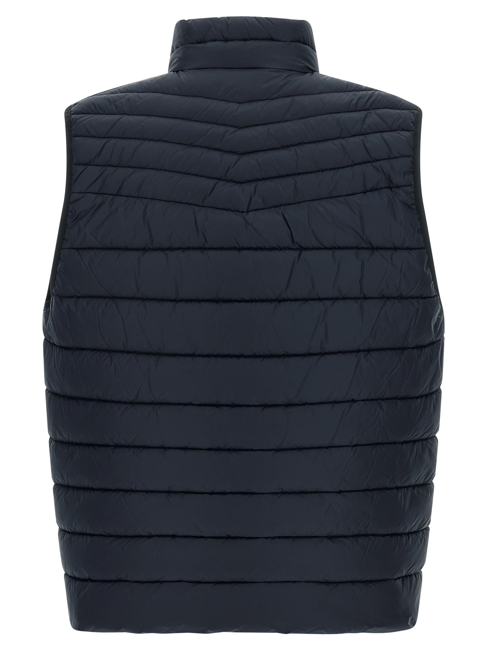 Dunkelblaue ärmellose Jacke aus recyceltem Polyamid