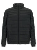 Schwarze Jacke aus recyceltem Polyamid in voller Länge