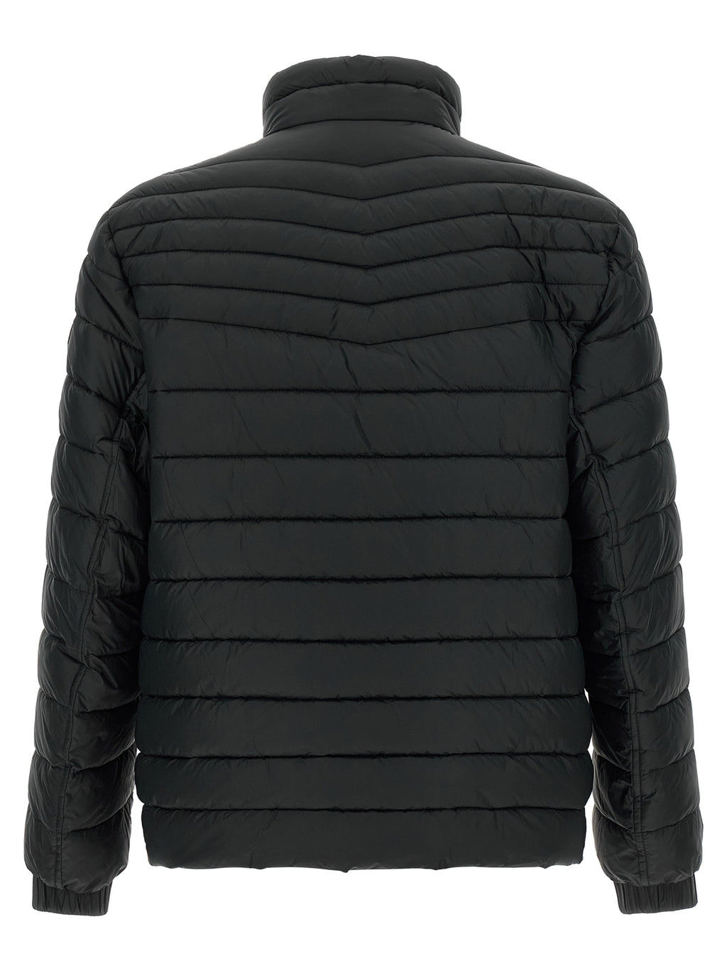 Schwarze Jacke aus recyceltem Polyamid in voller Länge