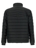 Schwarze Jacke aus recyceltem Polyamid in voller Länge