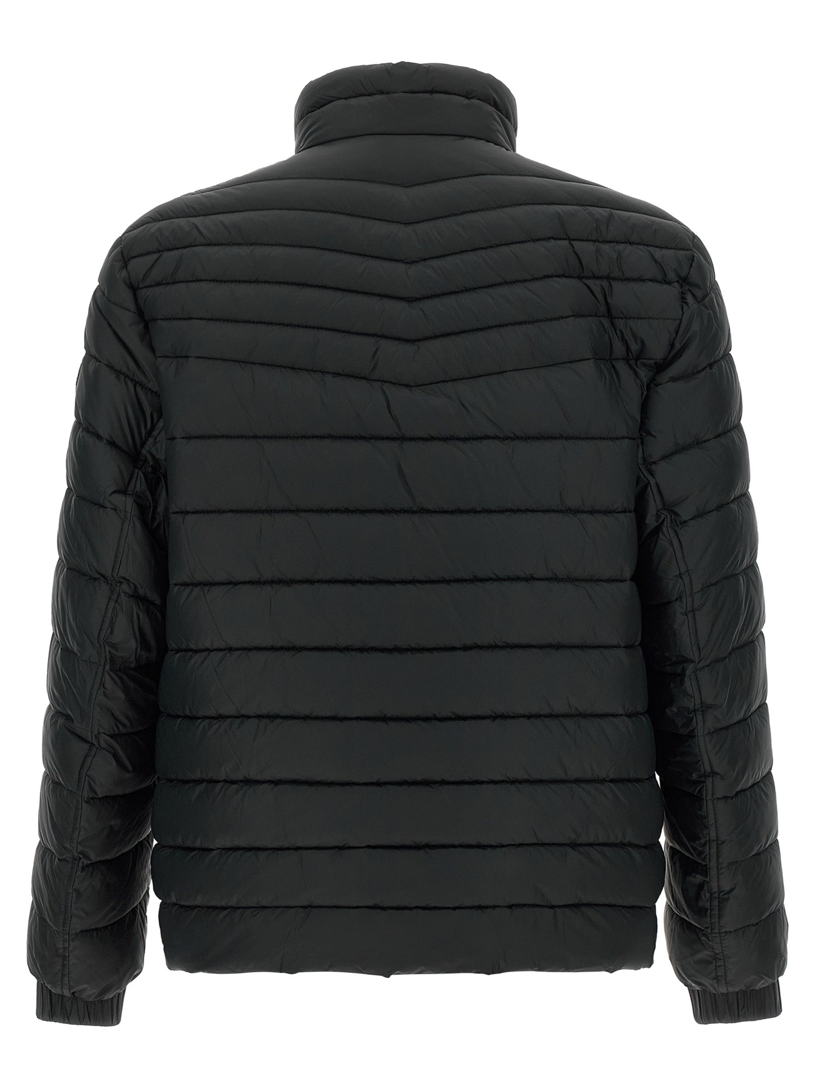 Schwarze Jacke aus recyceltem Polyamid in voller Länge
