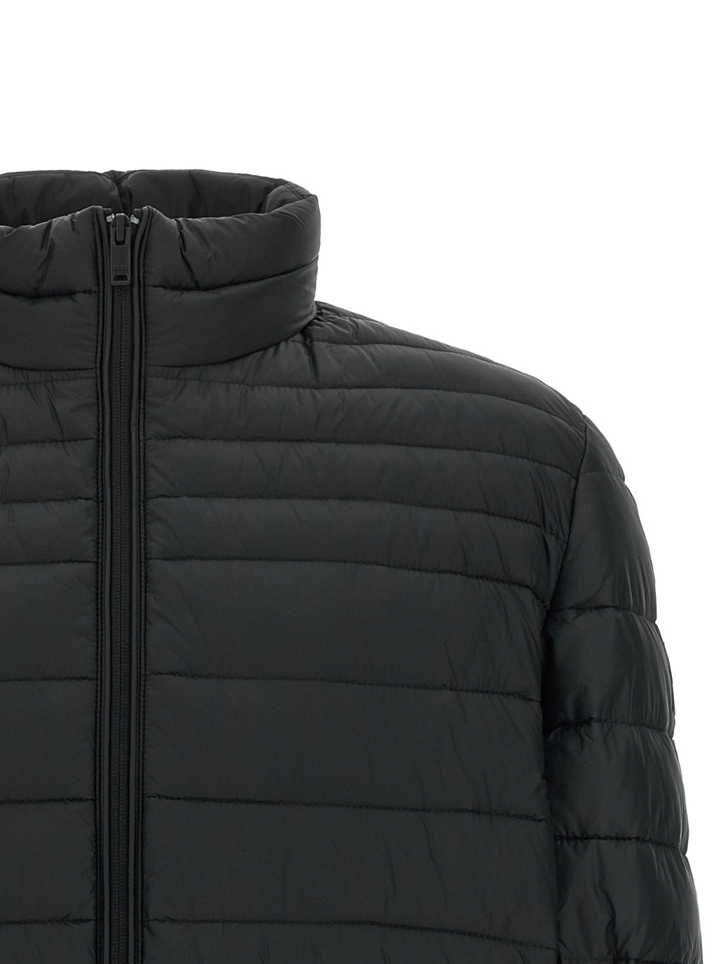 Schwarze Jacke aus recyceltem Polyamid in voller Länge