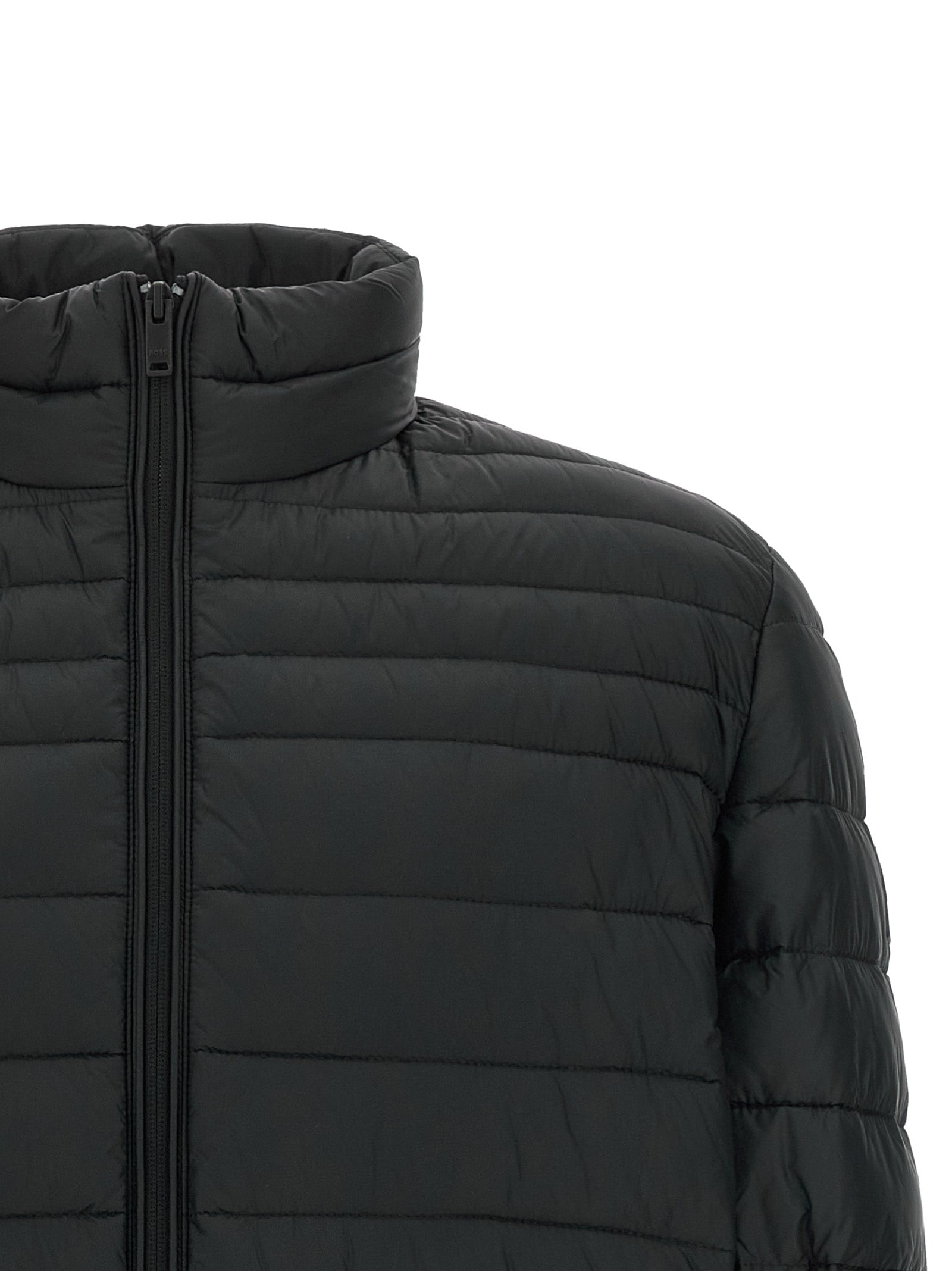 Schwarze Jacke aus recyceltem Polyamid in voller Länge