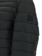 Schwarze Jacke aus recyceltem Polyamid in voller Länge