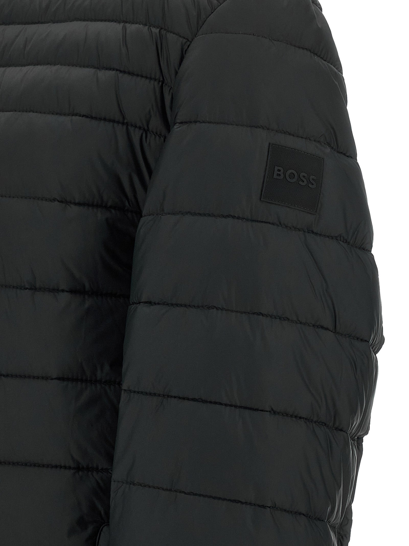 Schwarze Jacke aus recyceltem Polyamid in voller Länge
