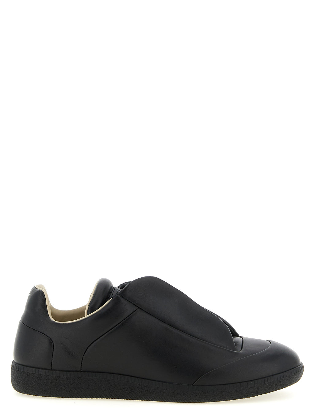Schwarze Kalbsleder Low-Top-Sneaker