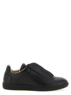 Schwarze Kalbsleder Low-Top-Sneaker